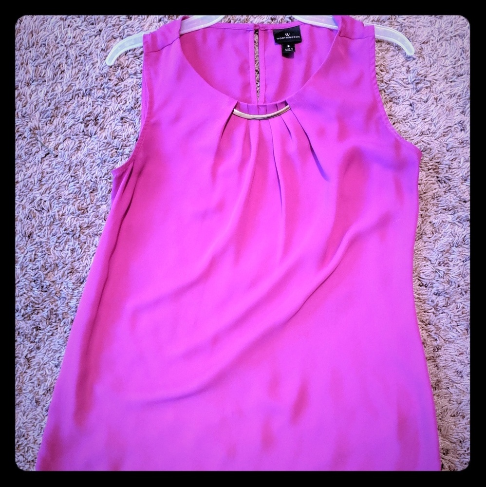 Magenta tank top with gold detail